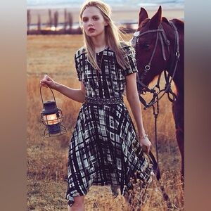 Anthropologie Plaid Black and White Women's Dress
